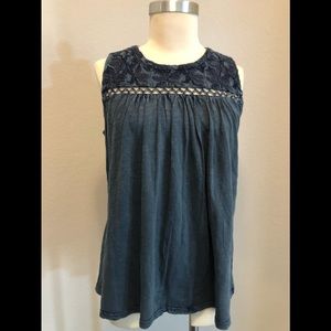 Lucky Brand Sleeveless Navy Top